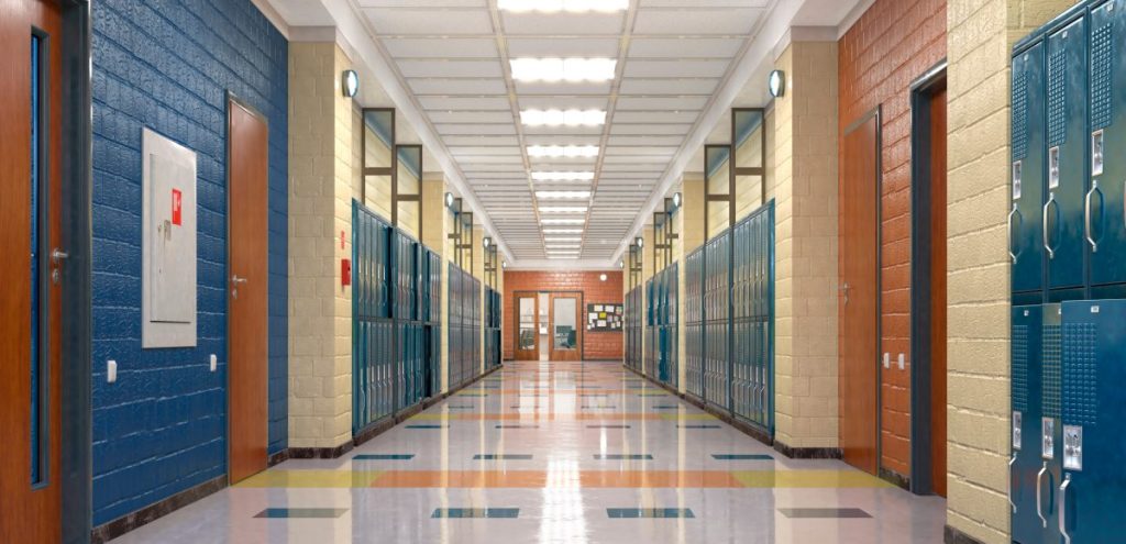 School hallway with lockers
