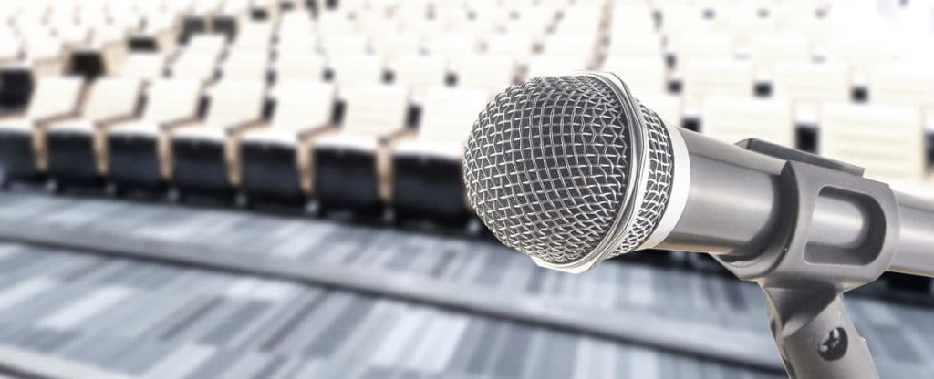 Microphone on stage at a live event